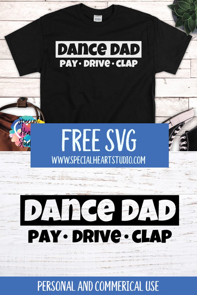 Black t-shirt with writing Dance Dad Pay * Drive * Clap