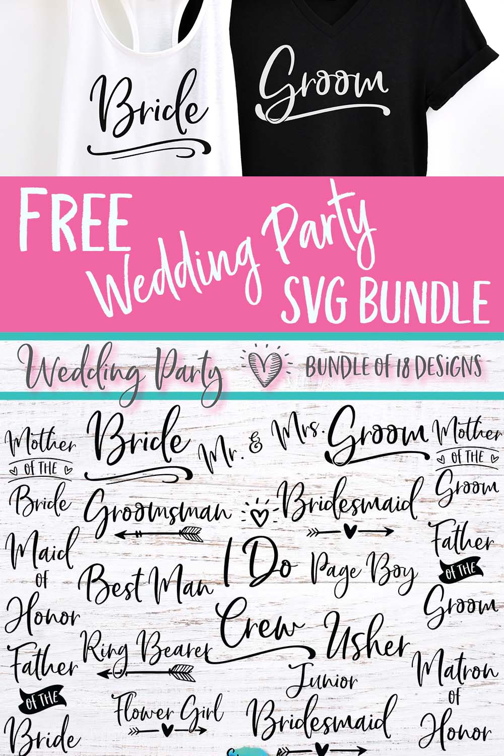 WEDDING PARTY FREE SVG BUNDLE