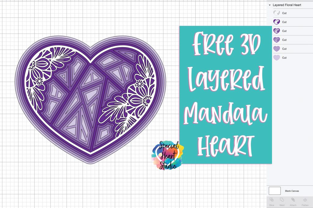 Free Layered Floral Heart Cut File Special Heart Studio