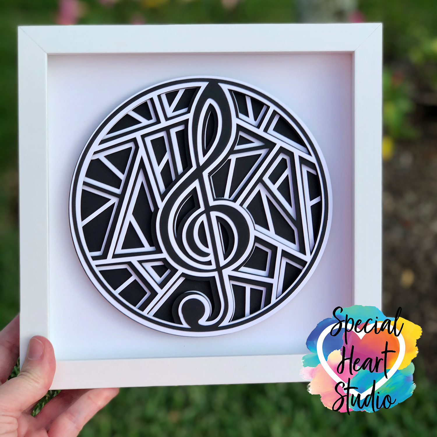 LAYERED TREBLE CLEF MANDALA  FREE CUT FILE