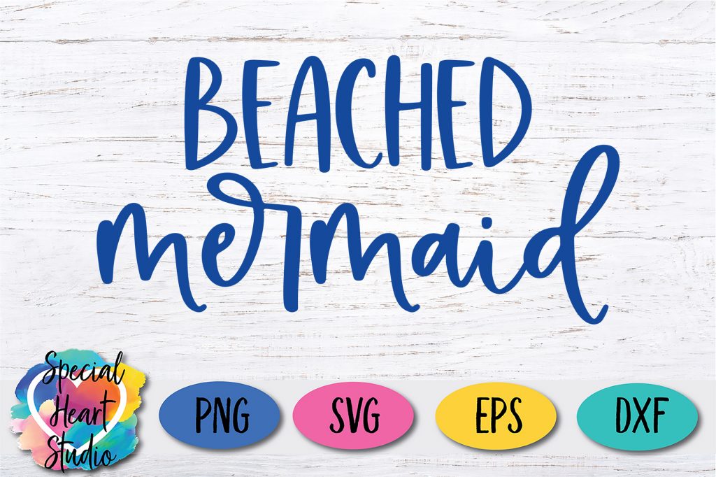 Blue Beached Mermaid written in blue font. SHS logo PNG SVG EPS DXF