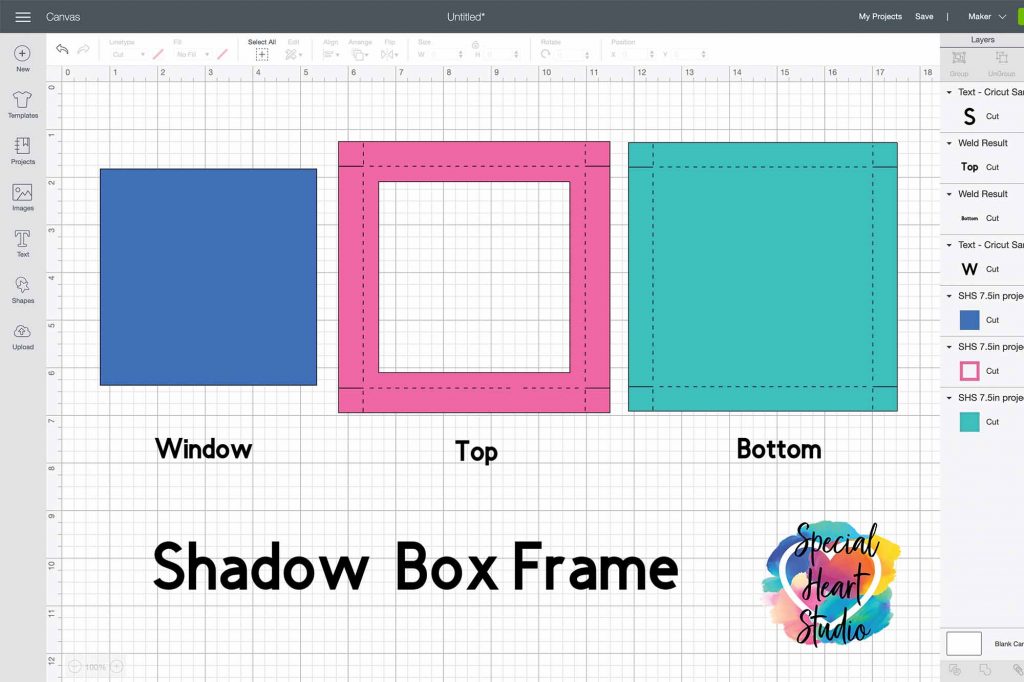 Shadow Box Frame 9x9 Inch SVG Template With and Without Scoring