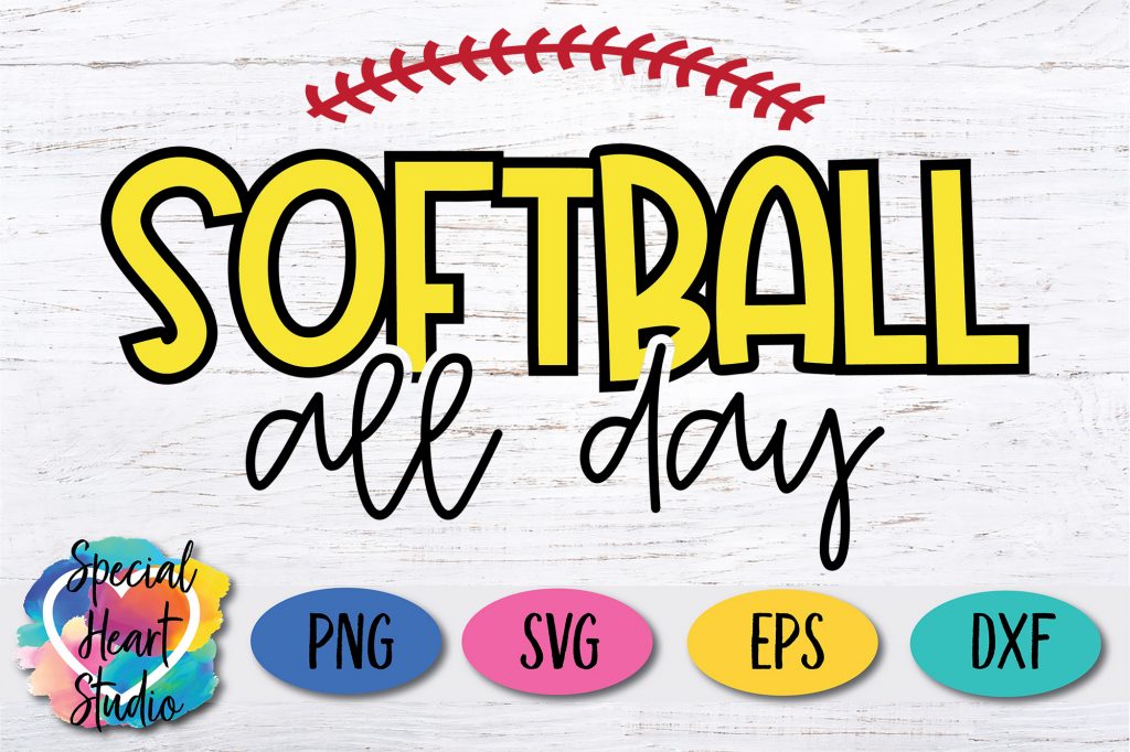 Softball All Day Free Cut File Special Heart Studio