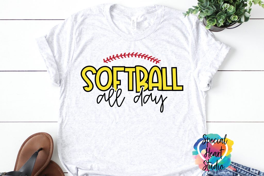 Download Softball All Day Free Cut File Special Heart Studio Yellowimages Mockups
