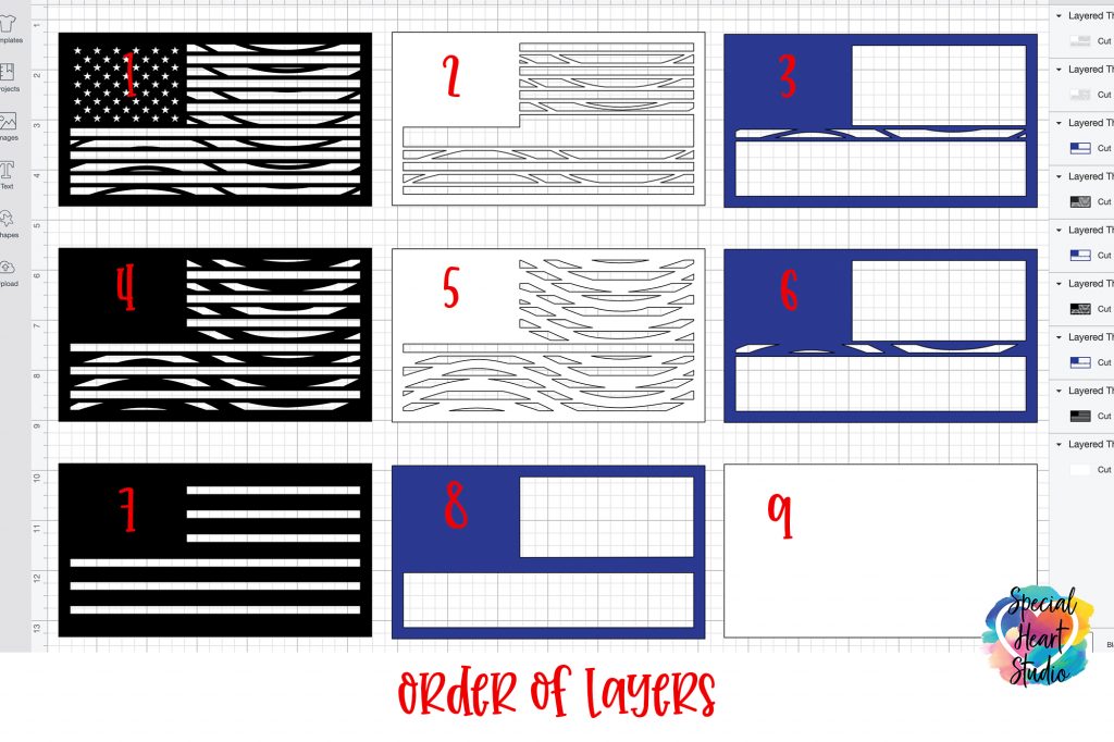 Layered Thin Blue Line Flag Cut File Special Heart Studio