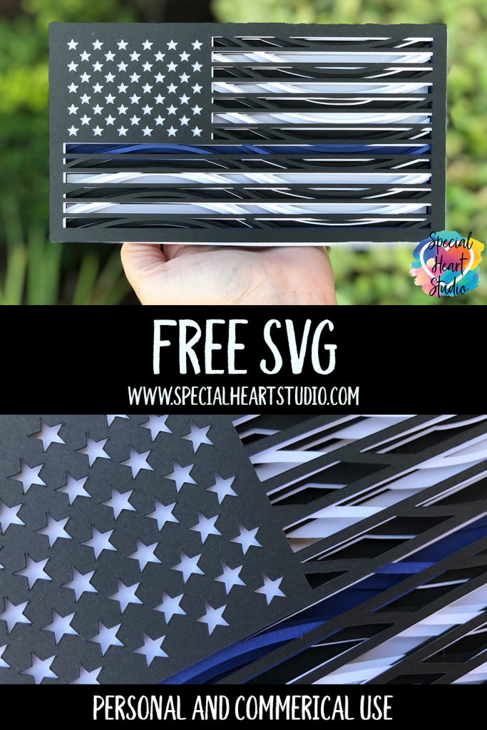 Layered Thin Blue Line Flag Cut File Special Heart Studio