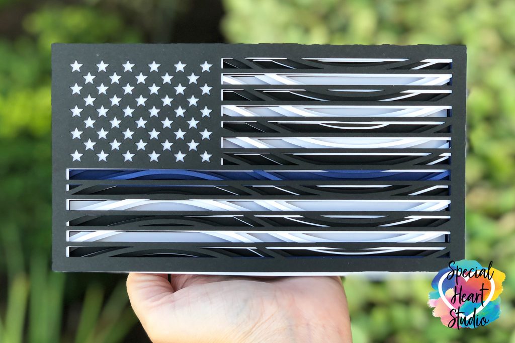 Download LAYERED THIN BLUE LINE FLAG CUT FILE - SPECIAL HEART STUDIO