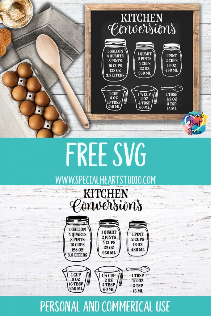 KITCHEN CONVERSION CHART - FREE CUT FILE 