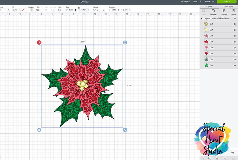 Download LAYERED MANDALA POINSETTIA CUT FILE - SPECIAL HEART STUDIO