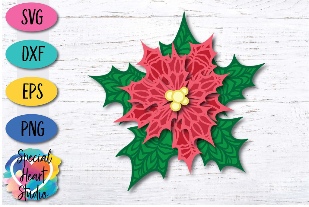 Download LAYERED MANDALA POINSETTIA CUT FILE - SPECIAL HEART STUDIO