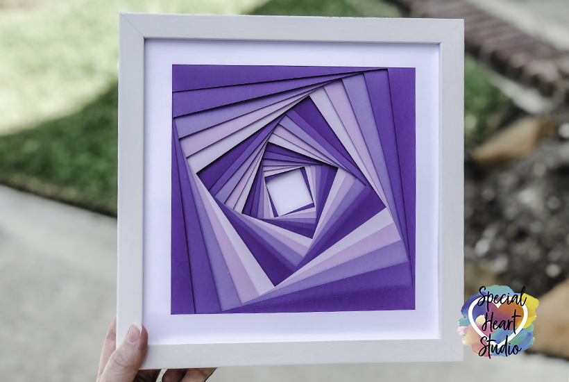 White Framed purple squares illusion art